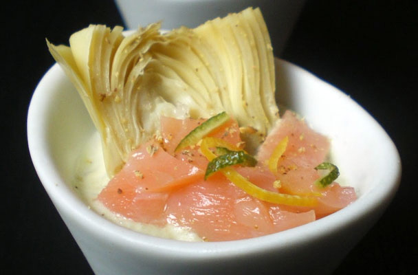 Crema di robiola ai carciofi e salmone