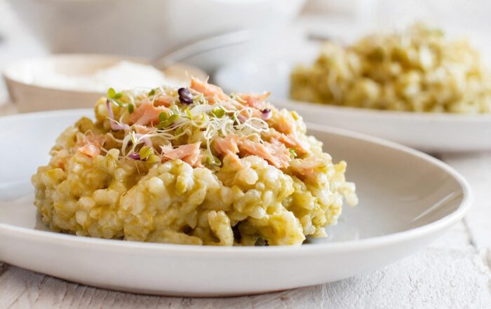 risotto-porri-trota-affumicata