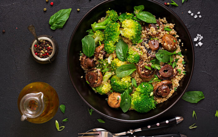 quinoa-funghi-broccoli