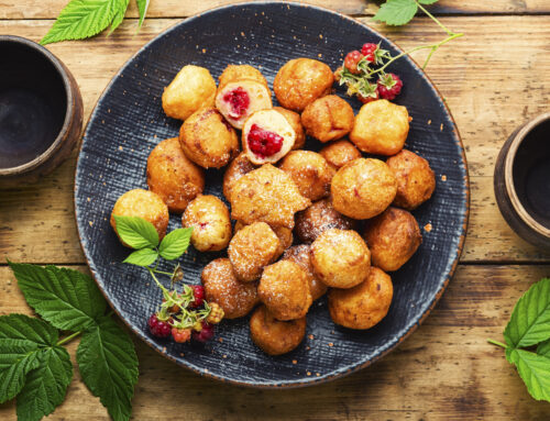 Frittelle di ricotta con lamponi