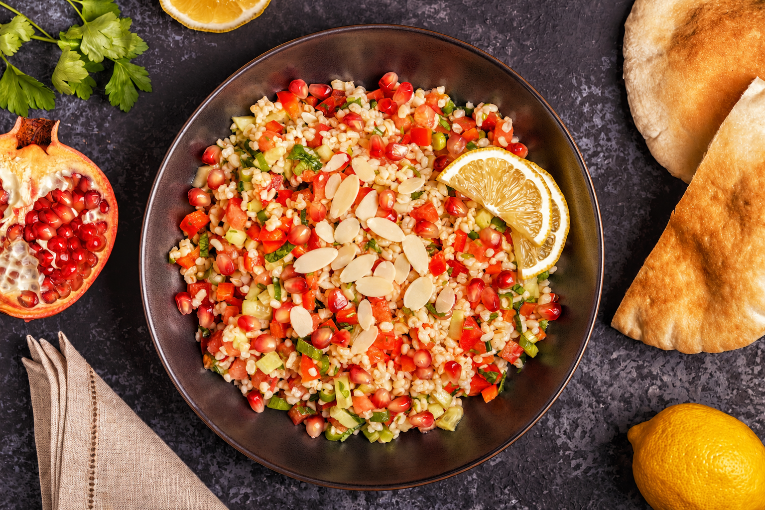 bulgur-melagrana-mandorle