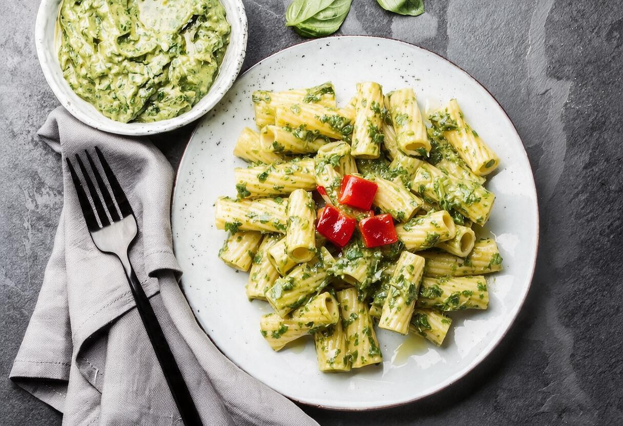 pasta-pesto-avocado-erbe