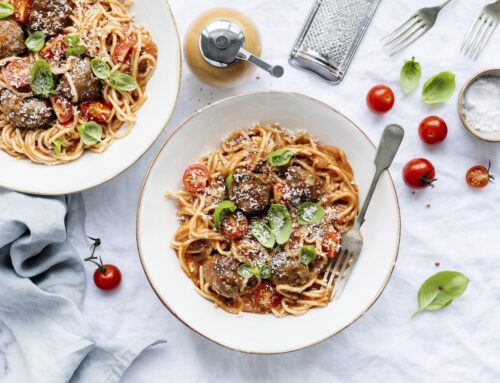 Spaghetti con polpette di melanzane