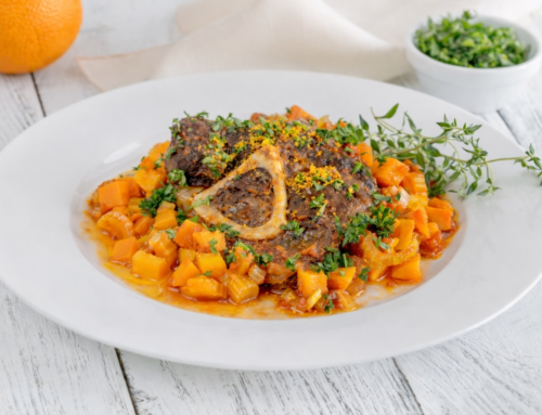 Ossobuco con zucca e gremolada all’arancia