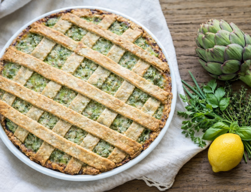 Pastiera salata con carciofi e limone